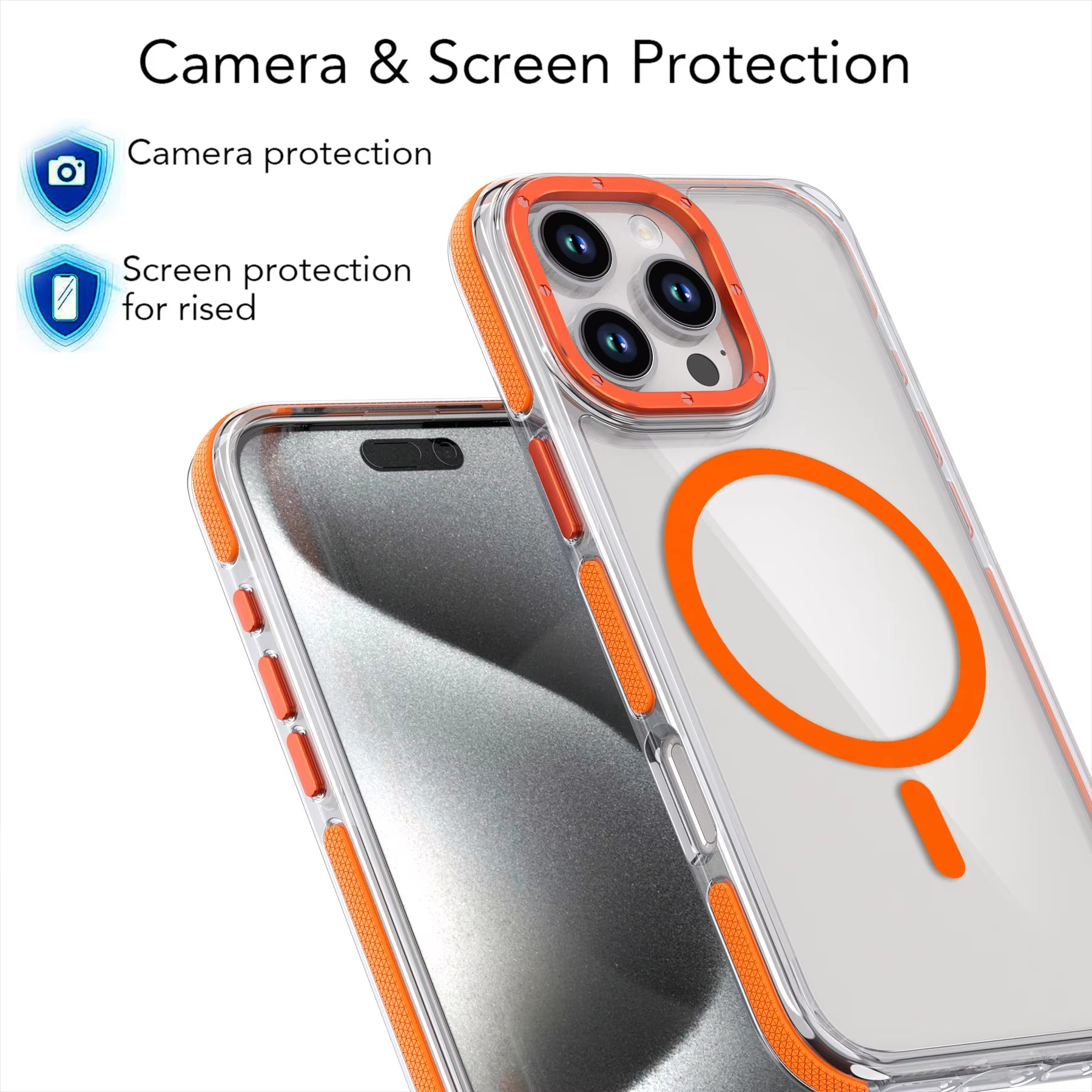 Muti Color Shockproof Clear Mobile Phone Cases Full Protection Magnetic Tpu+Pc Material Phone Cover for Iphone11-16 Series