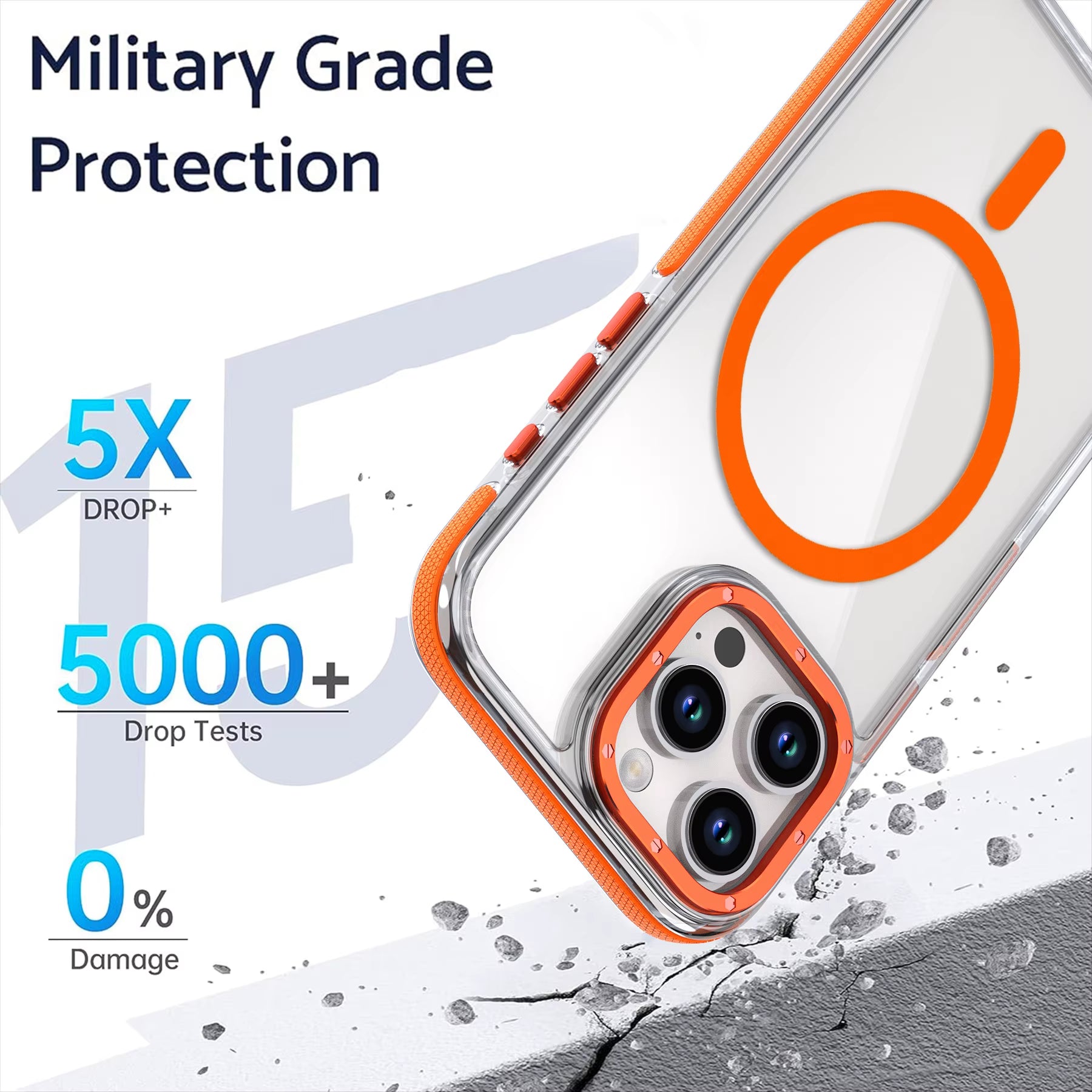 Muti Color Shockproof Clear Mobile Phone Cases Full Protection Magnetic Tpu+Pc Material Phone Cover for Iphone11-16 Series