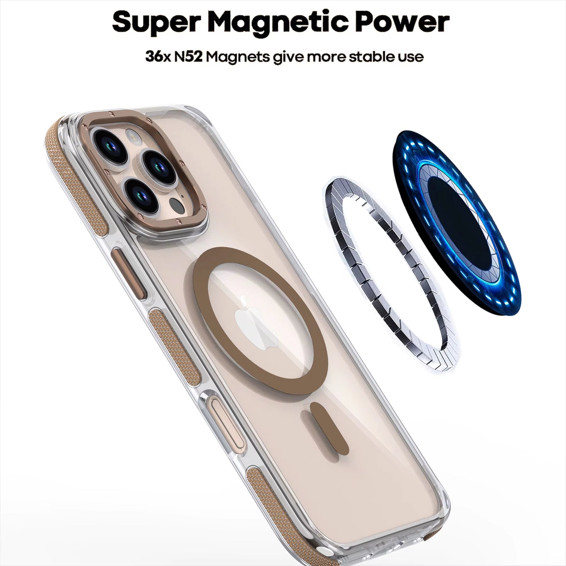 Muti Color Shockproof Clear Mobile Phone Cases Full Protection Magnetic Tpu+Pc Material Phone Cover for Iphone11-16 Series